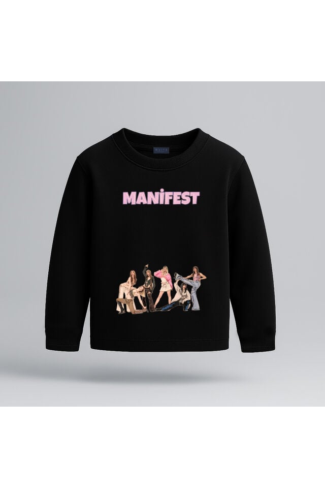 Manifest Grubu Baskılı Kız Çocuk Uzun Kollu Tişört ( 4-13 Yaş)