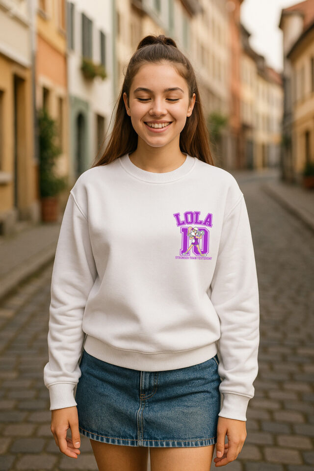 Lola Sayı Ön-Arka Baskılı Genç Kesim 3 iplik Bisiklet Yaka Sweatshirt ( S/M- M/L Beden)