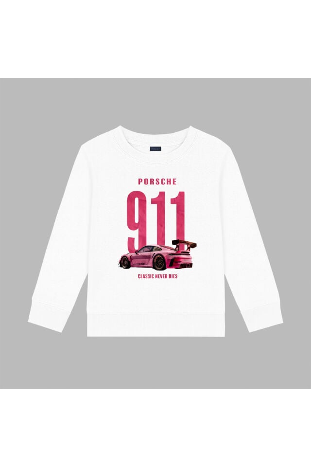 Porsche 911 Classic Never Dies Baskılı Genç Kesim 3 iplik Bisiklet Yaka Sweatshirt ( S/M- M/L )