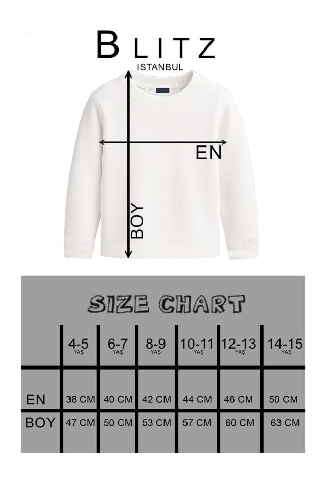 Komik Zürafa Baskılı 3 İplik Şardonsuz Çocuk Sweatshirt (4-13 Yaş)
