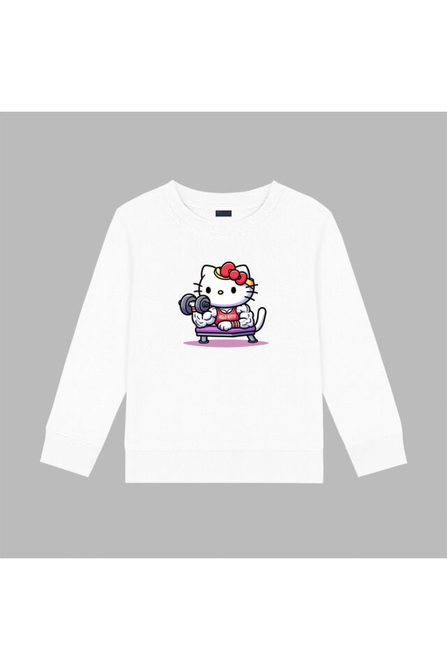 Gym Fitness için Esprili Baskılı Tasarım 3 İplik Şardonsuz Sweatshirt (S/M-M/L)