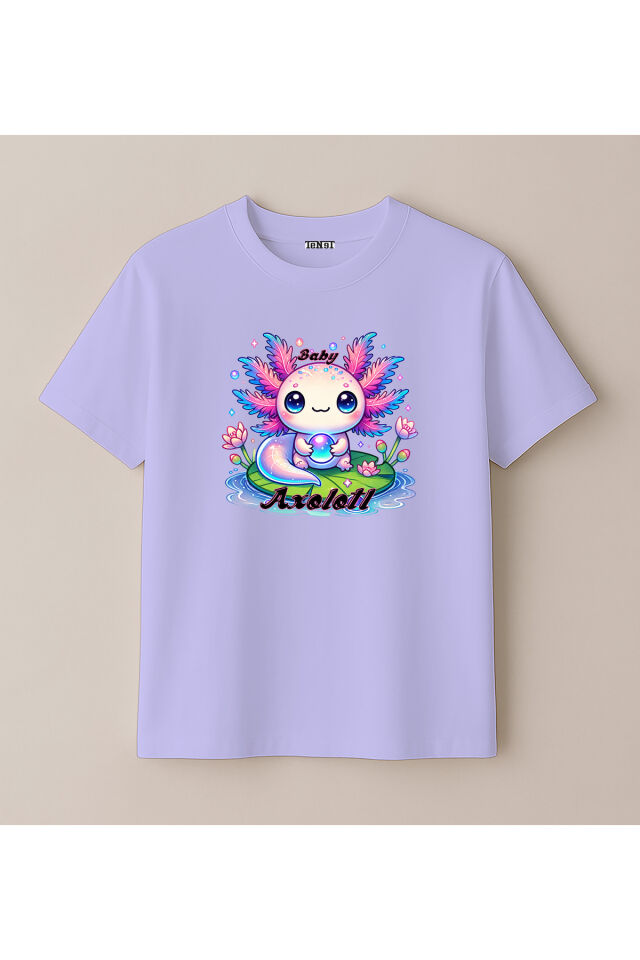 Axolotl Sevimli Deniz Canlısı Tasarım Baskılı Çocuk Tişörtü (4-13 Yaş)